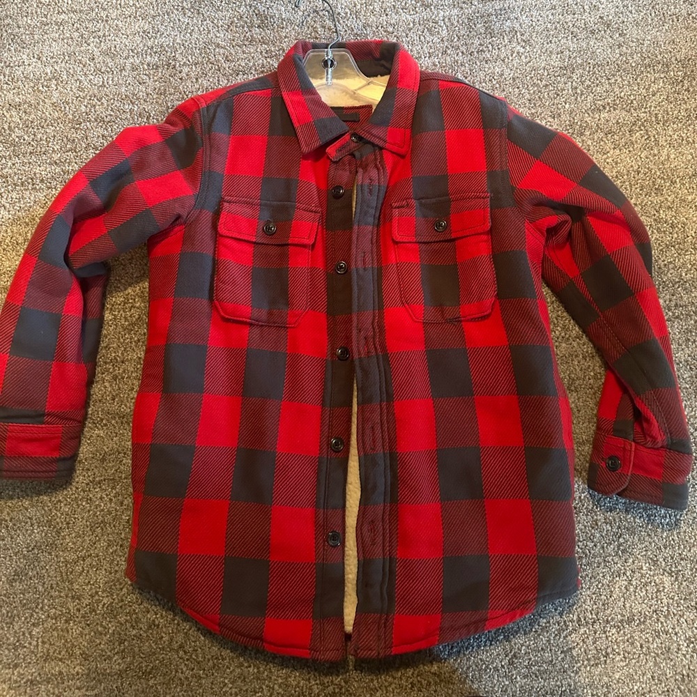 Boys buffalo check shacket fleece lined